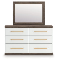 Kendanport Queen Upholstered Platform Bed, Dresser and Mirror
