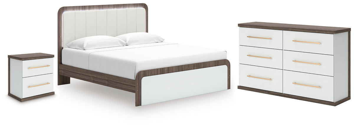 Hoover Furniture Outlet - Ashley Furniture - Kendanport King Platform Bed, Dresser, Mirror and Nightstand - King Platform Bed, Dresser, Mirror and Nightstand - PCB1108B12