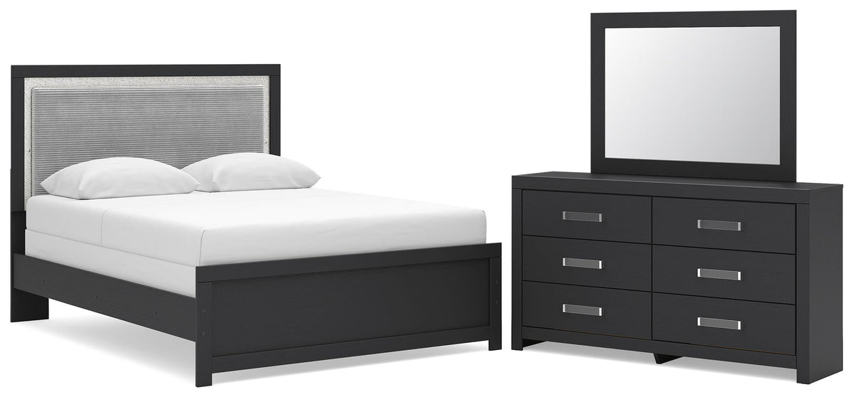 Hoover Furniture Outlet - Ashley Furniture - Maeling Queen Upholstered Panel Bed, Dresser and Mirror - Queen Upholstered Panel Bed, Dresser and Mirror - PCB1115B7
