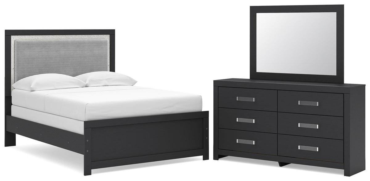 Hoover Furniture Outlet - Ashley Furniture - Maeling Full Upholstered Panel Bed, Dresser and Mirror - Full Upholstered Panel Bed, Dresser and Mirror - PCB1115B5