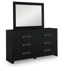 Maeling Queen Upholstered Panel Bed, Dresser and Mirror