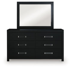 Maeling Full Upholstered Panel Bed, Dresser and Mirror