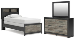 Broachmyn Twin Bookcase Bed, Dresser and Mirror