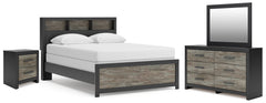 Broachmyn Queen Bookcase Panel Bed, Dresser, Mirror and Nightstand