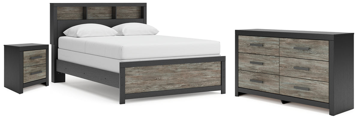Hoover Furniture Outlet - Ashley Furniture - Broachmyn Queen Bookcase Panel Bed, Dresser and Nightstand - Queen Bookcase Panel Bed, Dresser and Nightstand - PCB1118B20