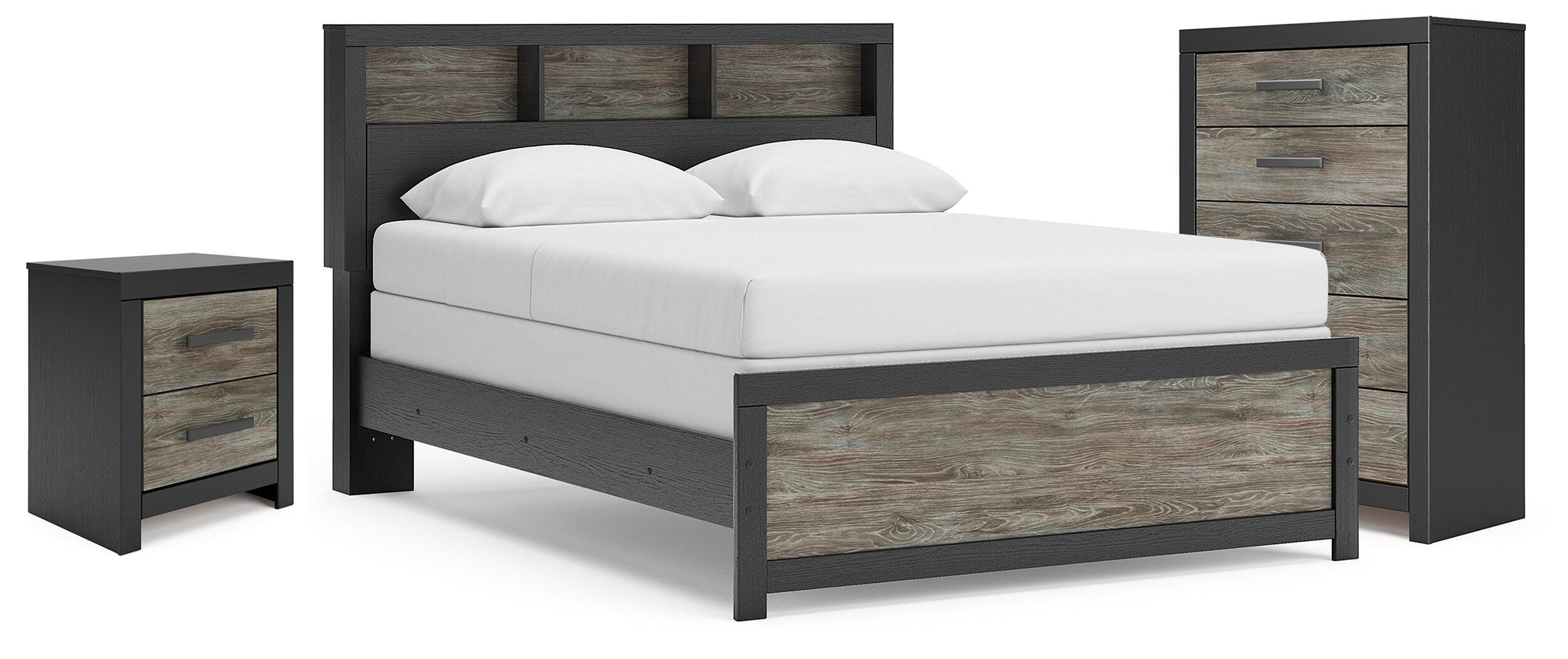 Hoover Furniture Outlet - Ashley Furniture - Broachmyn Queen Bookcase Bed, Chest and Nightstand - Queen Bookcase Bed, Chest and Nightstand - PCB1118B26