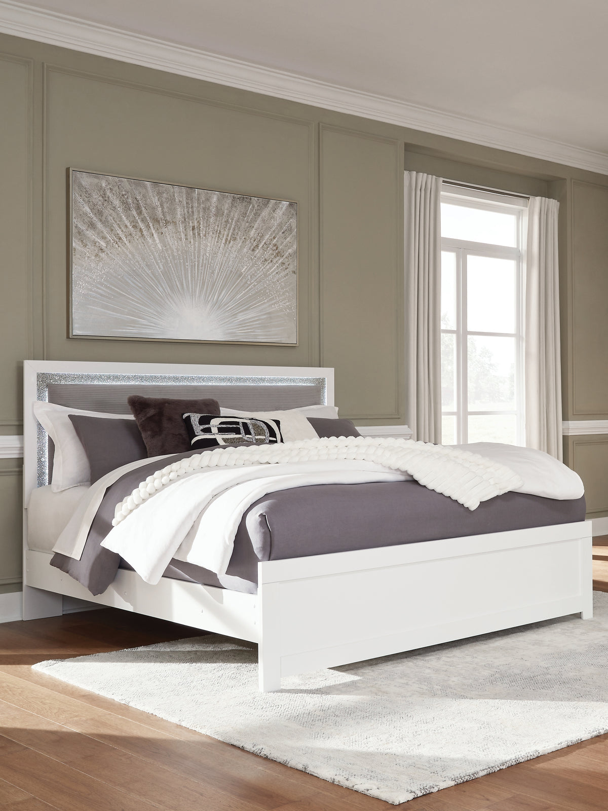Hoover Furniture Outlet - Ashley Furniture - Maeling King Upholstered Panel Bed - King Upholstered Panel Bed - PCB1119B4
