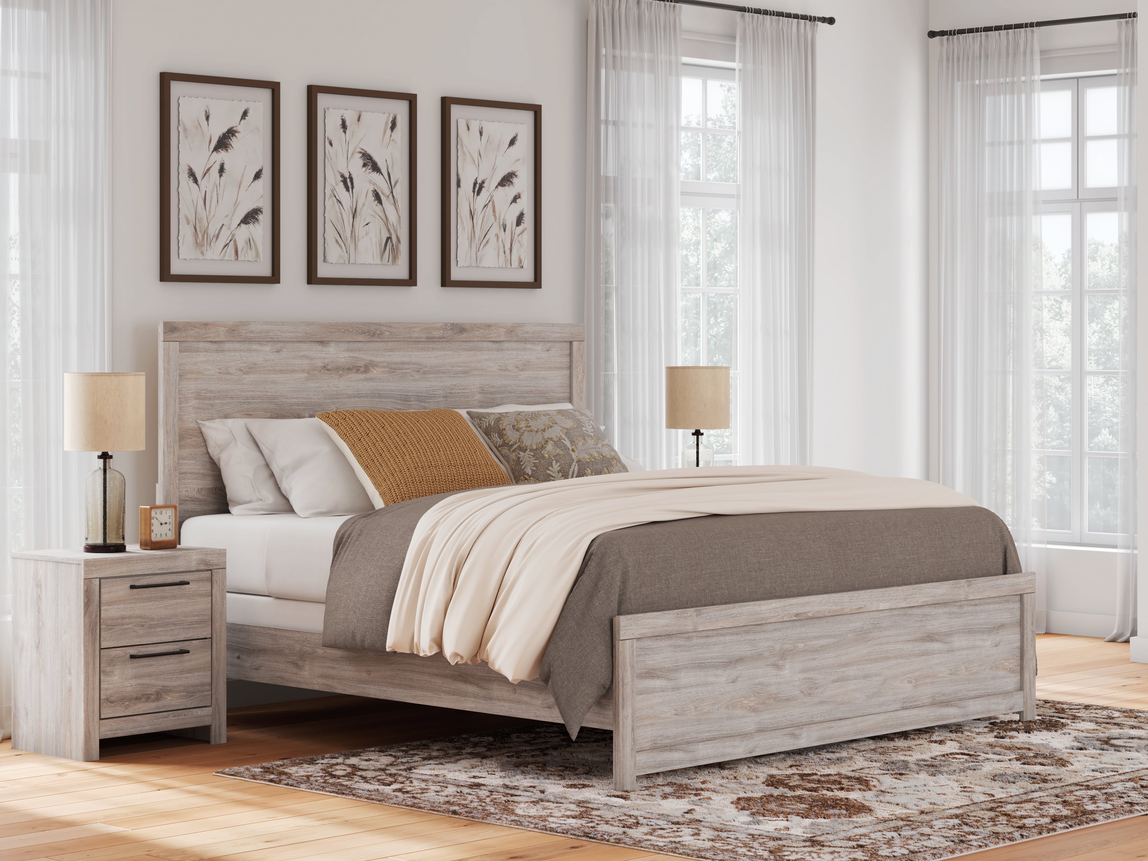 Hoover Furniture Outlet - Ashley Furniture - Broachmyn King Panel Bed - King Panel Bed / Gray - PCB1120B6