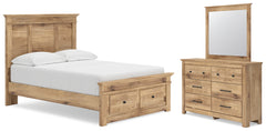 Makidern Full Panel Storage Bed, Dresser and Mirror
