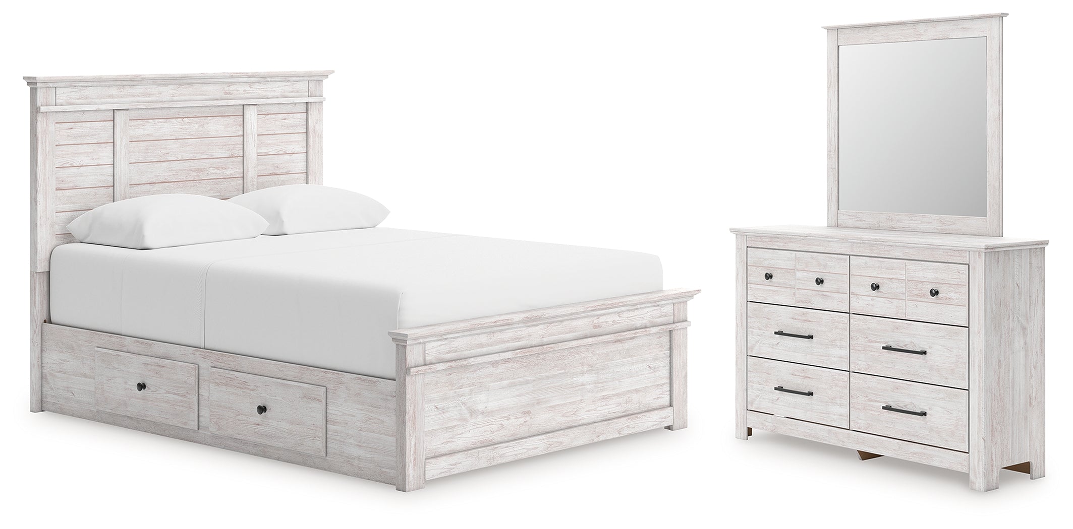 Hoover Furniture Outlet - Ashley Furniture - Makidern Queen Panel Bed with Storage, Dresser and Mirror - Queen Panel Bed with Storage, Dresser and Mirror - PCB1171B6