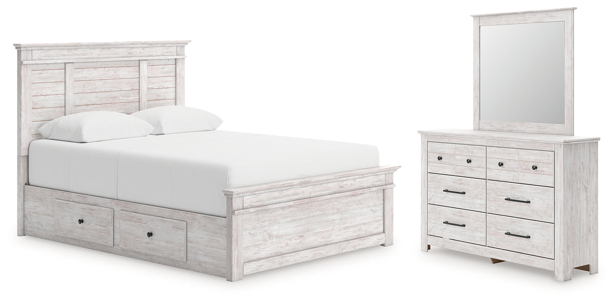 Hoover Furniture Outlet - Ashley Furniture - Makidern Queen Panel Bed with Storage, Dresser and Mirror - Queen Panel Bed with Storage, Dresser and Mirror - PCB1171B6