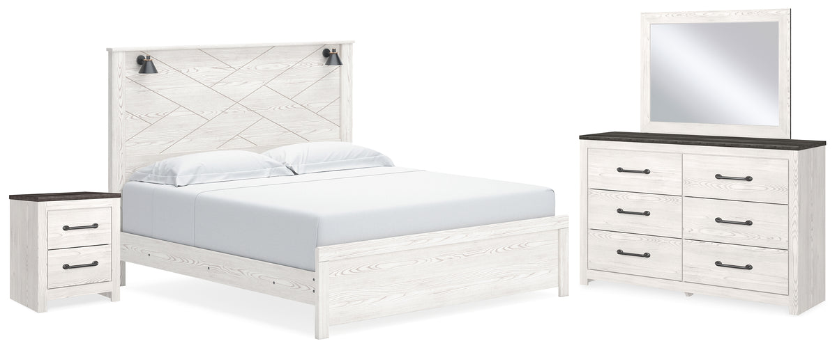 Hoover Furniture Outlet - Ashley Furniture - Gerridan King Panel Bed, Dresser, Mirror and Nightstand - King Panel Bed, Dresser, Mirror and Nightstand - B1190B20