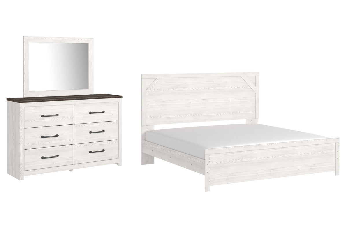 Hoover Furniture Outlet - Ashley Furniture - Gerridan King Panel Bed, Dresser and Mirror - King Panel Bed, Dresser and Mirror - B1190B29