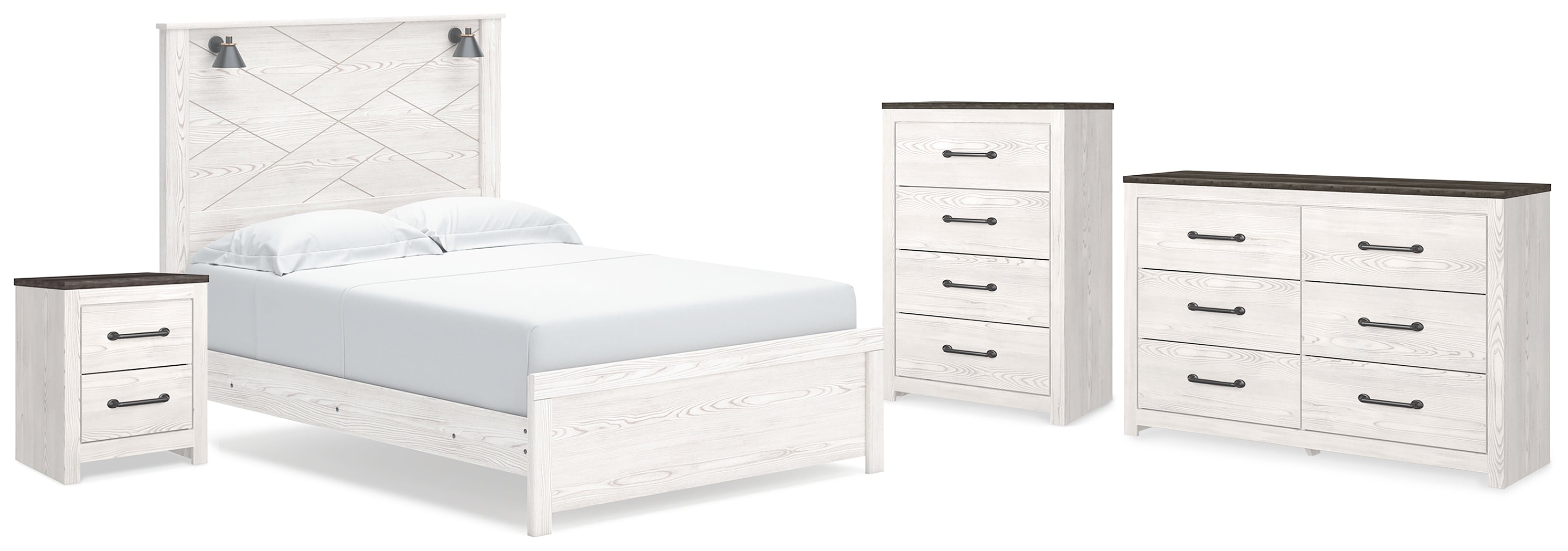 Hoover Furniture Outlet - Ashley Furniture - Gerridan Queen Panel Bed, Dresser, Chest and Nightstand - Queen Panel Bed, Dresser, Chest and Nightstand - B1190B26