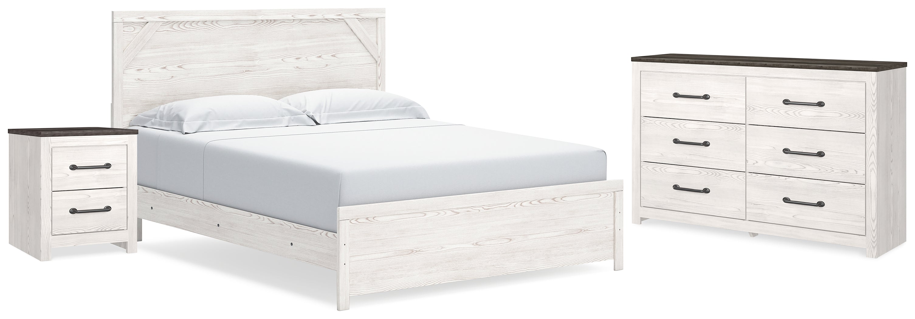 Hoover Furniture Outlet - Ashley Furniture - Gerridan King Panel Bed, Dresser and Nightstand - King Panel Bed, Dresser and Nightstand - B1190B23