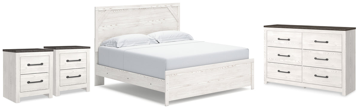 Hoover Furniture Outlet - Ashley Furniture - Gerridan King Panel Bed, Dresser and 2 Nightstands - King Panel Bed, Dresser and 2 Nightstands - B1190B32