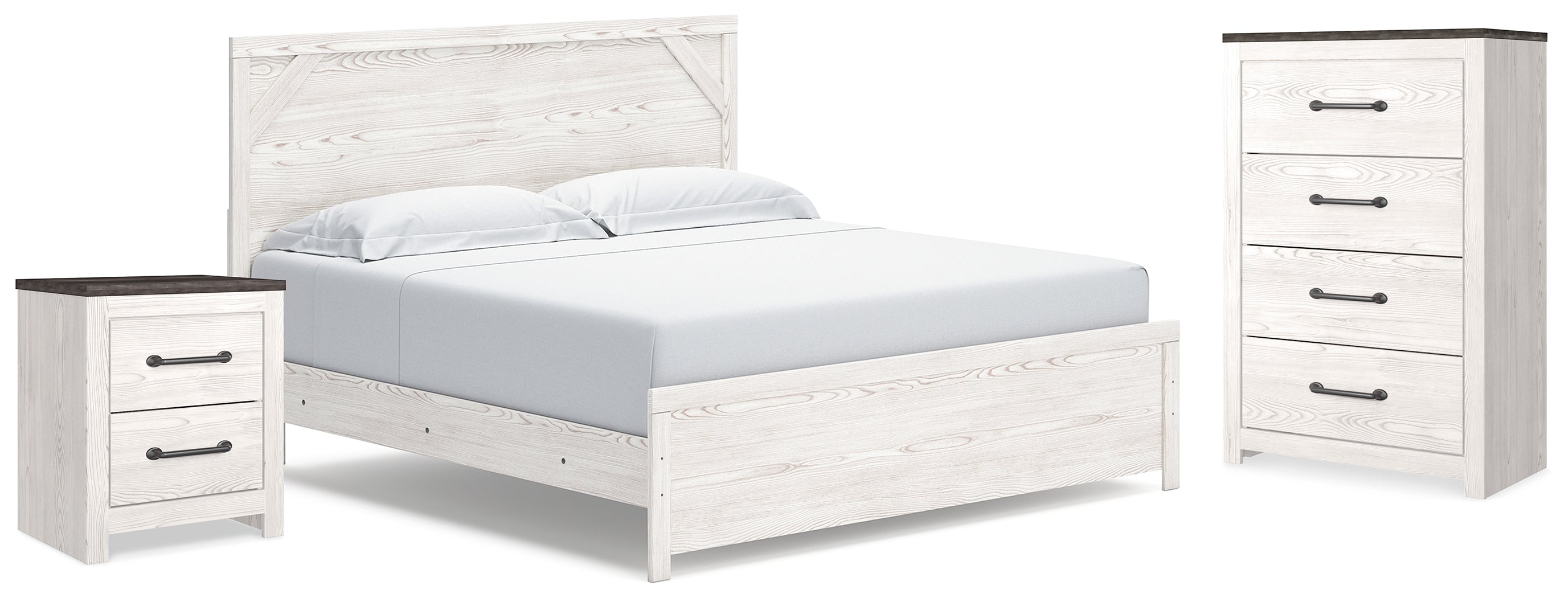 Hoover Furniture Outlet - Ashley Furniture - Gerridan King Panel Bed, Chest and Nightstand - King Panel Bed, Chest and Nightstand - B1190B35
