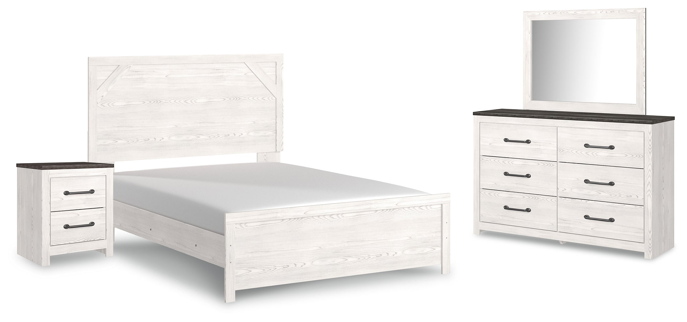 Hoover Furniture Outlet - Ashley Furniture - Gerridan Queen Bed with Mirrored Dresser and Nightstand - Queen Bed with Mirrored Dresser and Nightstand - B1190B11