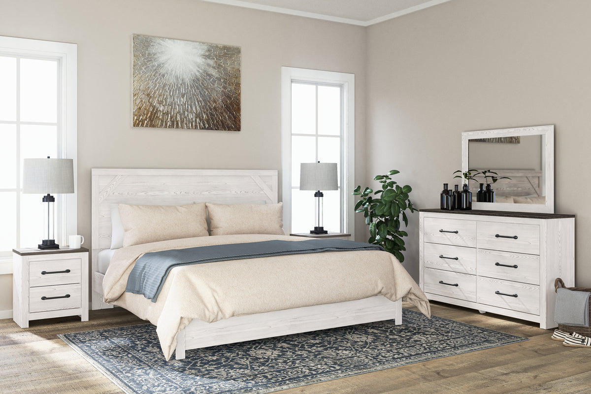 Hoover Furniture Outlet - Ashley Furniture - Gerridan King Panel Bed, Dresser, Mirror and 2 Nightstands - King Panel Bed, Dresser, Mirror and 2 Nightstands - B1190B19