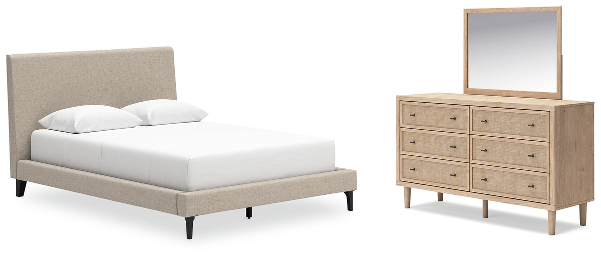Hoover Furniture Outlet - Ashley Furniture - Cielden Queen Upholstered Bed, Dresser and Mirror - Queen Upholstered Bed, Dresser and Mirror - B1199B2