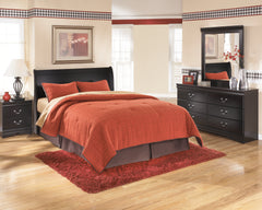 Hoover Furniture Outlet - Ashley Furniture - Huey Vineyard Queen Sleigh Headboard, Dresser, Mirror and Nightstand - Queen Sleigh Headboard, Dresser, Mirror and Nightstand / Black - B128B38