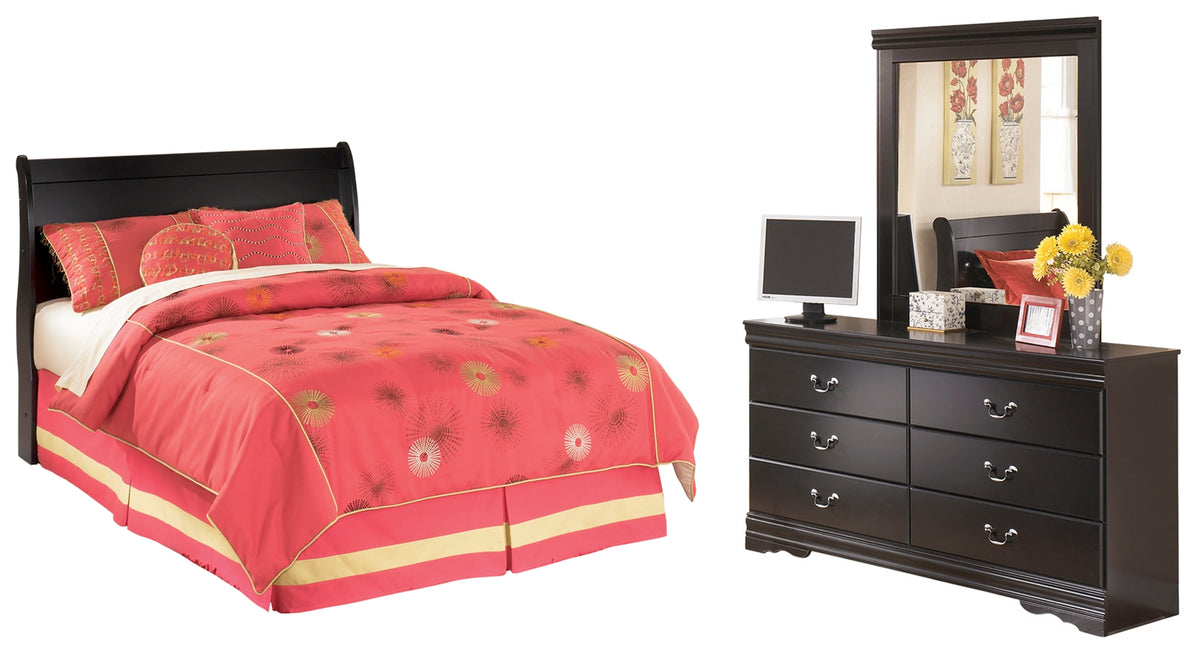 Hoover Furniture Outlet - Ashley Furniture - Huey Vineyard Full Sleigh Headboard, Dresser and Mirror - Full Sleigh Headboard, Dresser and Mirror - B128B46
