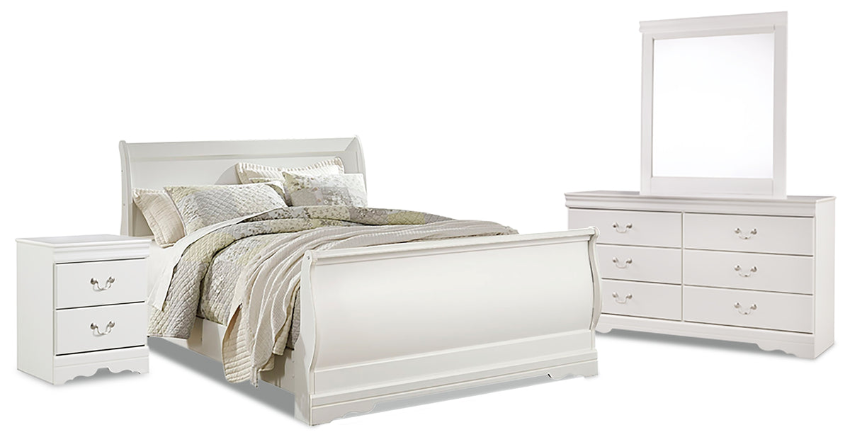 Hoover Furniture Outlet - Ashley Furniture - Anarasia Queen Sleigh Bed, Dresser, Mirror and Nightstand - Queen Sleigh Bed, Dresser, Mirror and Nightstand - B129B9