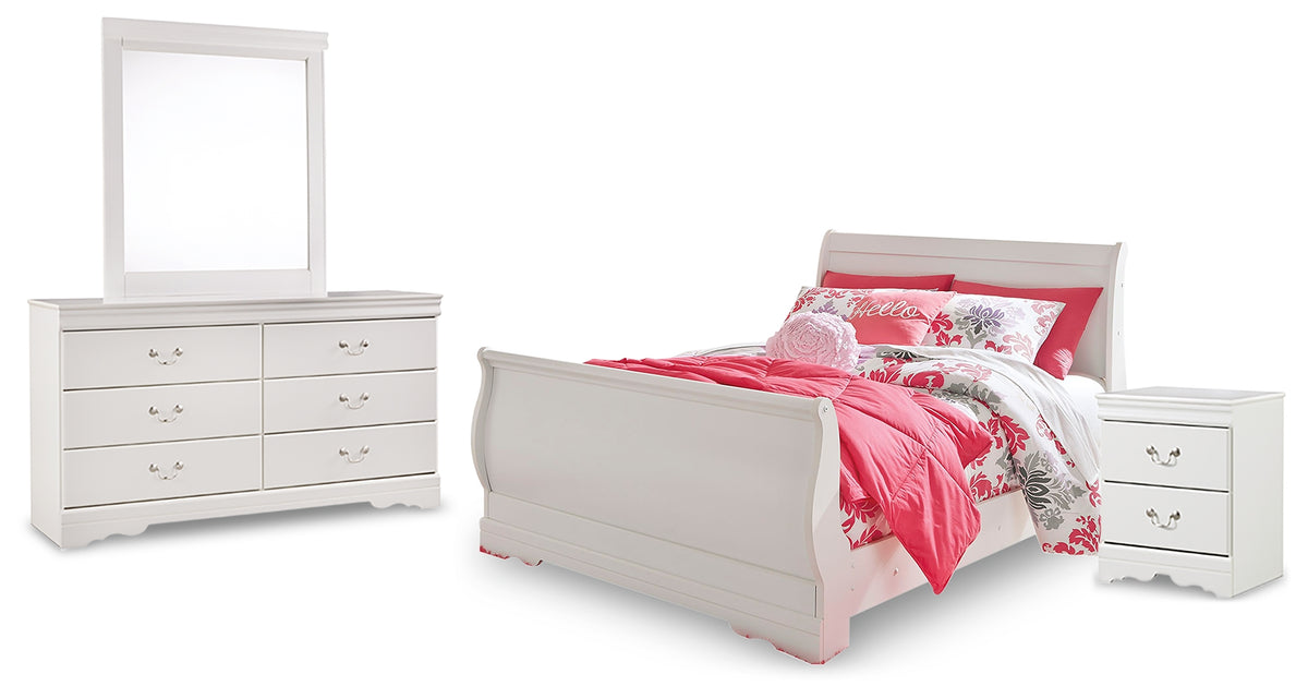 Hoover Furniture Outlet - Ashley Furniture - Anarasia Full Sleigh Bed with Dresser, Mirror and Nightstand - Full Sleigh Bed with Dresser, Mirror and Nightstand - B129B13