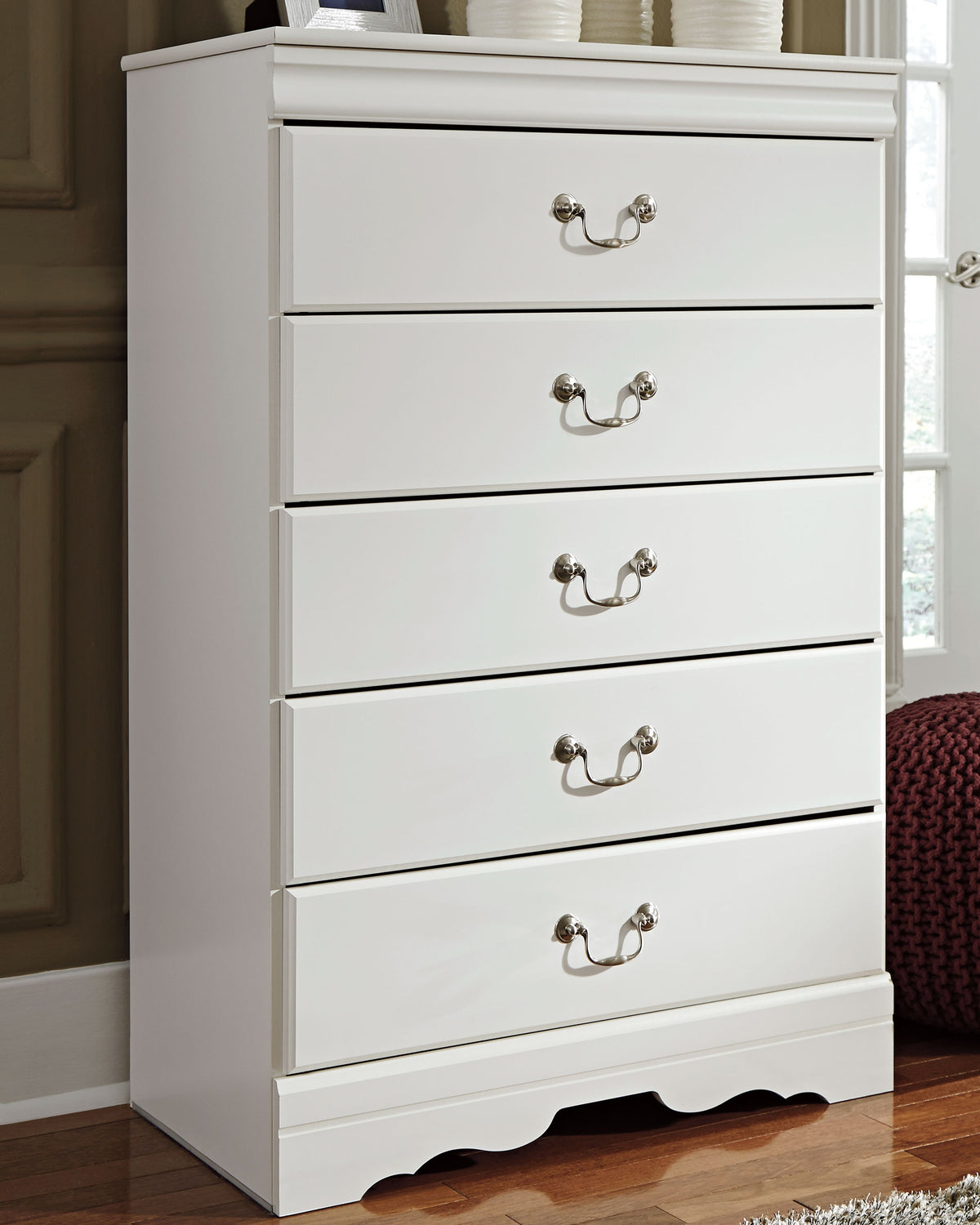 Hoover Furniture Outlet - Ashley Furniture - Anarasia Chest of Drawers - Five Drawer Chest / White - B129-46