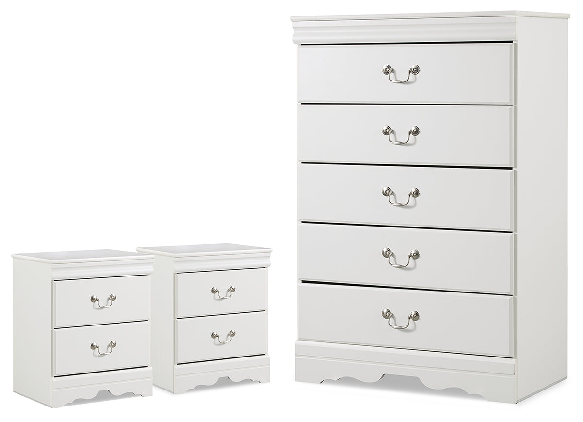 Hoover Furniture Outlet - Ashley Furniture - Anarasia Chest and 2 Nightstands - Chest and 2 Nightstands - B129B26