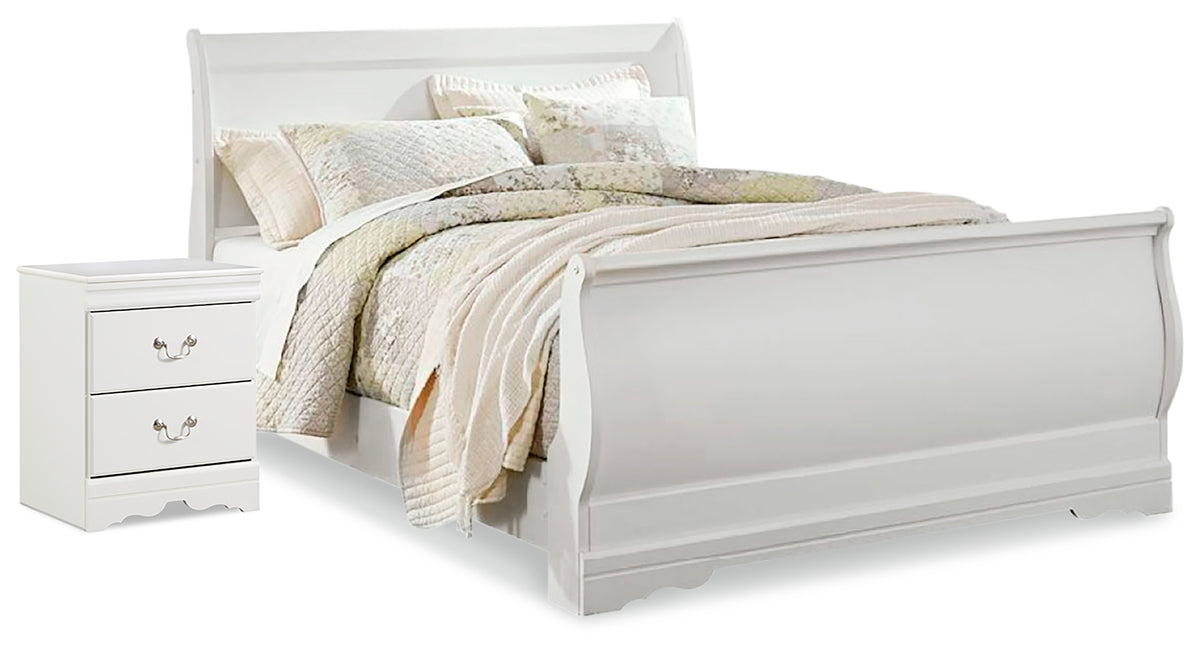Hoover Furniture Outlet - Ashley Furniture - Anarasia Queen Sleigh Bed and Nightstand - Queen Sleigh Bed and Nightstand - B129B15