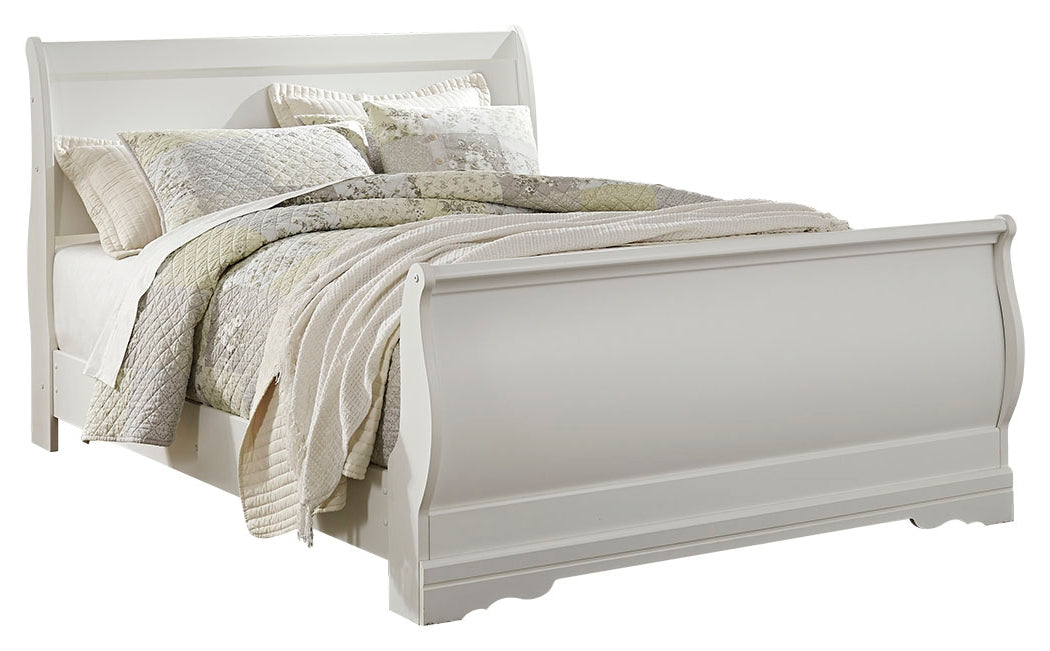 Hoover Furniture Outlet - Ashley Furniture - Anarasia Queen Sleigh Bed, Dresser and Mirror - Queen Sleigh Bed, Dresser and Mirror / White - B129B5