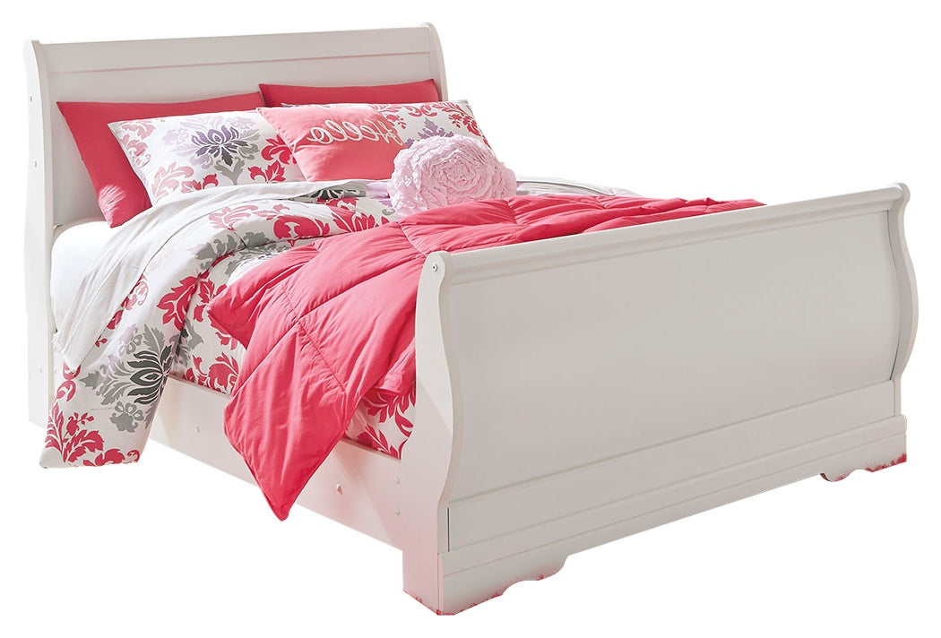 Hoover Furniture Outlet - Ashley Furniture - Anarasia Full Sleigh Bed with Dresser and Mirror - Full Sleigh Bed with Dresser and Mirror / White - B129B7