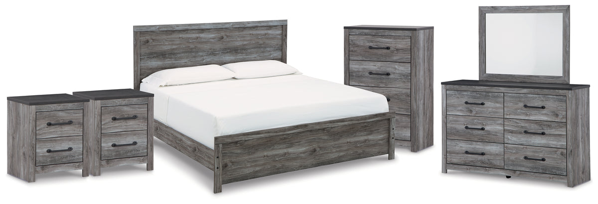 Hoover Furniture Outlet - Ashley Furniture - Bronyan King Panel Bed, Dresser, Mirror, Chest and 2 Nightstands - King Panel Bed, Dresser, Mirror, Chest and 2 Nightstands - B1290B8