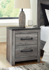 Hoover Furniture Outlet - Ashley Furniture - Bronyan Nightstand - Two Drawer Night Stand / Dark Gray - B1290-92