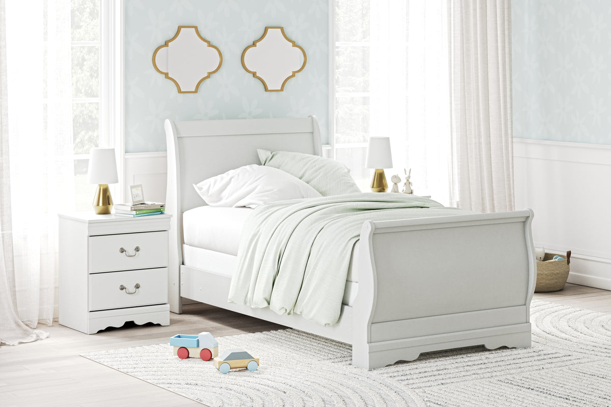 Hoover Furniture Outlet - Ashley Furniture - Anarasia Twin Sleigh Bed - Twin Sleigh Bed / White - B129B1