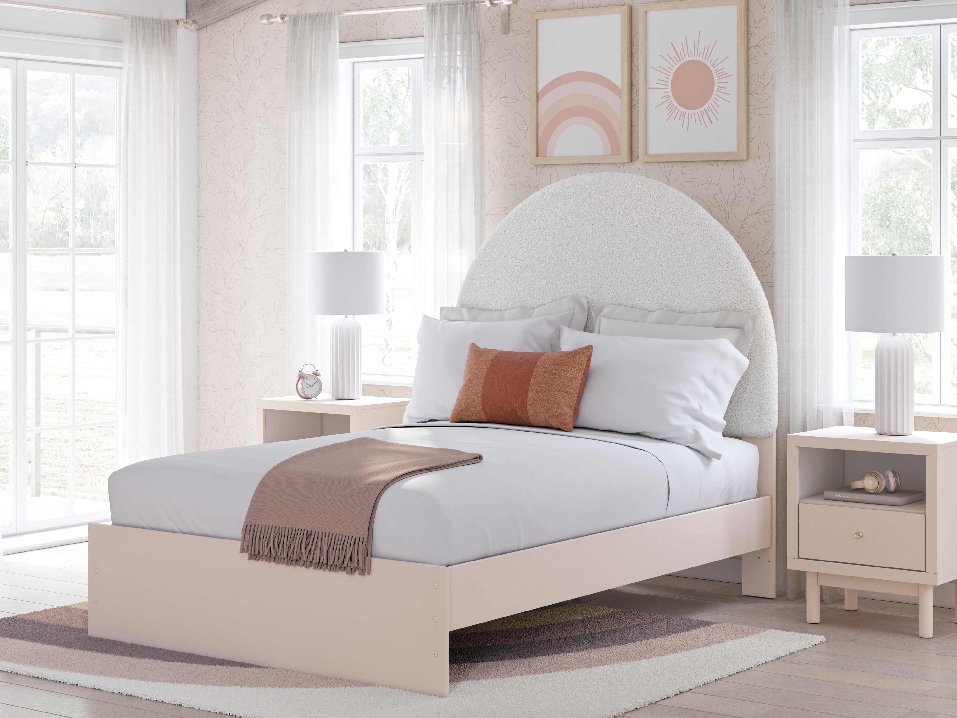 Hoover Furniture Outlet - Ashley Furniture - Wistenpine Full Upholstered Panel Bed - Full Upholstered Panel Bed / Blush - B1323B9