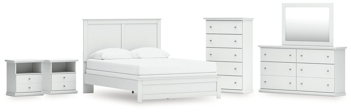 Hoover Furniture Outlet - Ashley Furniture - Bostwick Shoals Queen Panel Bed with Mirrored Dresser, Chest and 2 Nightstands - Queen Panel Bed with Mirrored Dresser, Chest and 2 Nightstands - B139B49