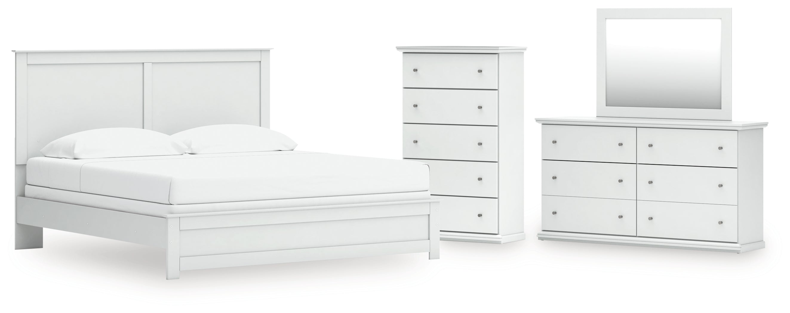 Hoover Furniture Outlet - Ashley Furniture - Bostwick Shoals King Panel Bed, Dresser, Mirror and Chest - King Panel Bed, Dresser, Mirror and Chest - B139B54