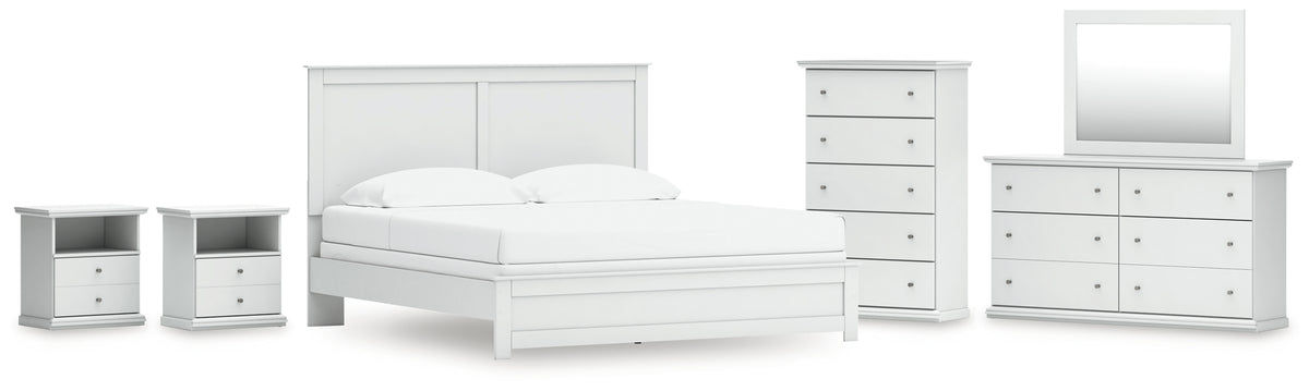 Hoover Furniture Outlet - Ashley Furniture - Bostwick Shoals King Panel Bed, Dresser, Mirror, Chest and 2 Nightstands - King Panel Bed, Dresser, Mirror, Chest and 2 Nightstands - B139B53