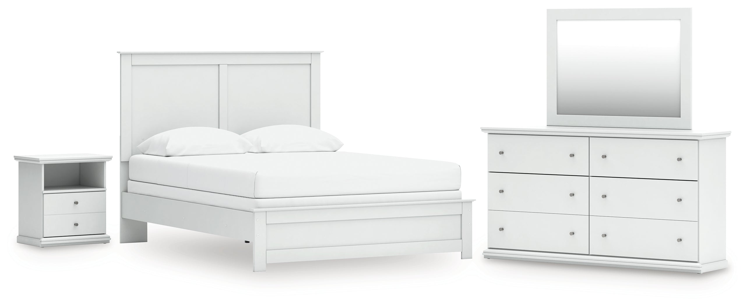 Hoover Furniture Outlet - Ashley Furniture - Bostwick Shoals Queen Panel Bed, Dresser, Mirror and Nightstand - Queen Panel Bed, Dresser, Mirror and Nightstand - B139B55