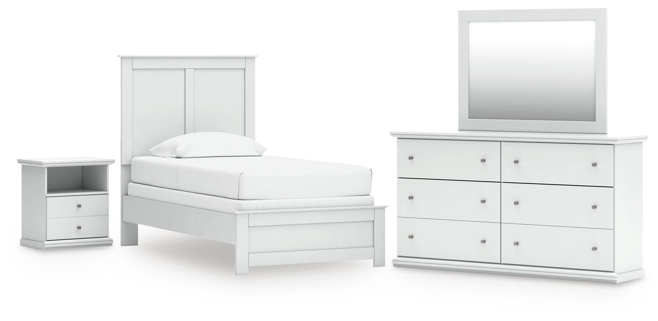 Hoover Furniture Outlet - Ashley Furniture - Bostwick Shoals Twin Panel Bed, Dresser, Mirror and Nightstand - Twin Panel Bed, Dresser, Mirror and Nightstand - B139B60