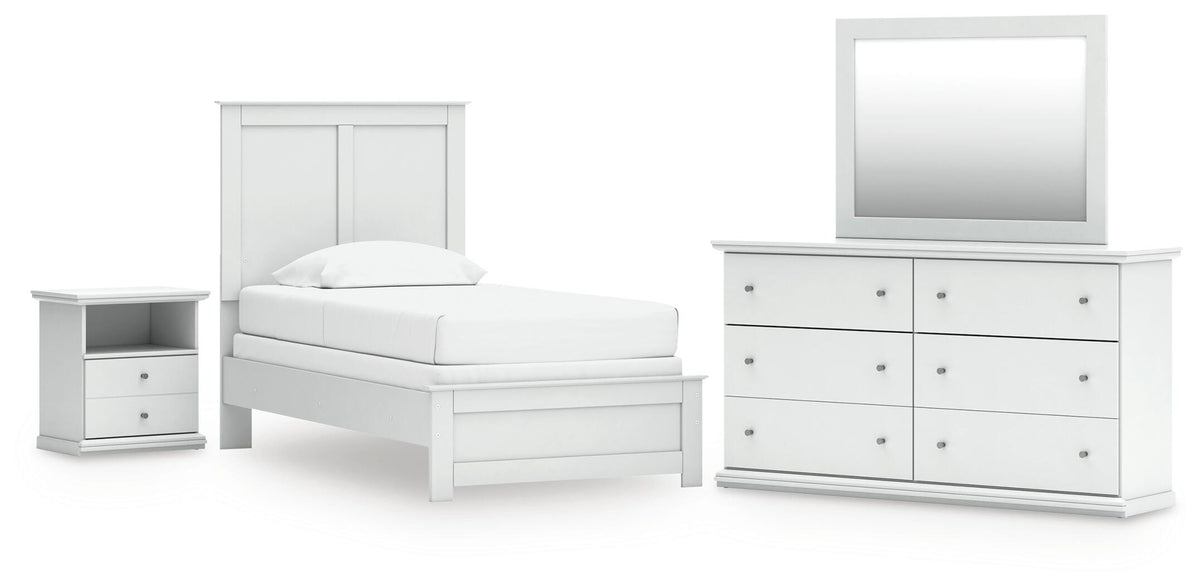 Hoover Furniture Outlet - Ashley Furniture - Bostwick Shoals Twin Panel Bed, Dresser, Mirror and Nightstand - Twin Panel Bed, Dresser, Mirror and Nightstand - B139B60