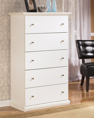 Hoover Furniture Outlet - Ashley Furniture - Bostwick Shoals Chest of Drawers - Five Drawer Chest / White - B139-46