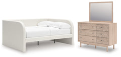 Hoover Furniture Outlet - Ashley Furniture - Arloster Full Upholstered Day Bed, Dresser and Mirror - Full Upholstered Day Bed, Dresser and Mirror - PCB1566B15