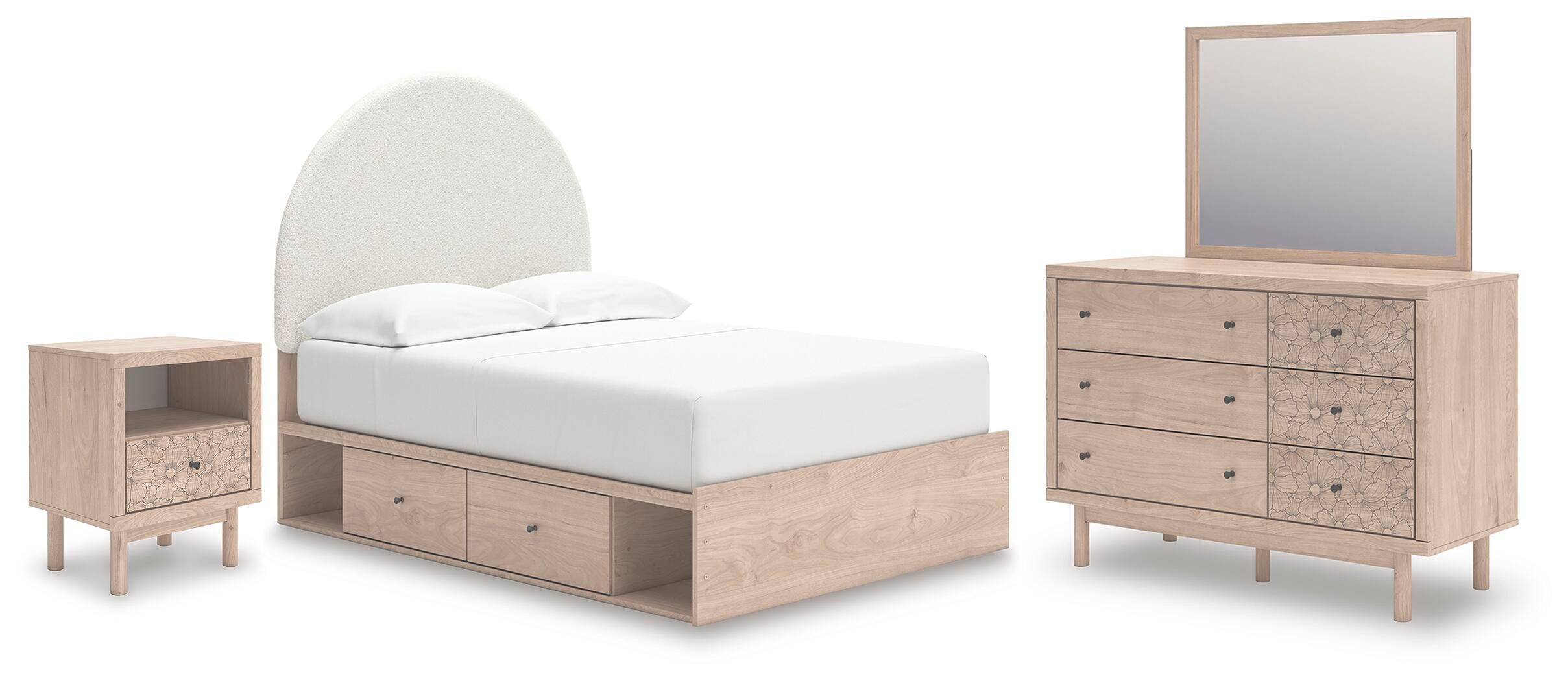 Hoover Furniture Outlet - Ashley Furniture - Arloster Full Panel Storage Bed, Dresser, Mirror and Nightstand - Full Panel Storage Bed, Dresser, Mirror and Nightstand - PCB1566B17