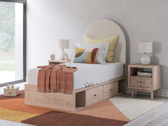 Hoover Furniture Outlet - Ashley Furniture - Arloster Twin Upholstered Panel Bed with Storage - Twin Upholstered Panel Bed with Storage - PCB1566B4