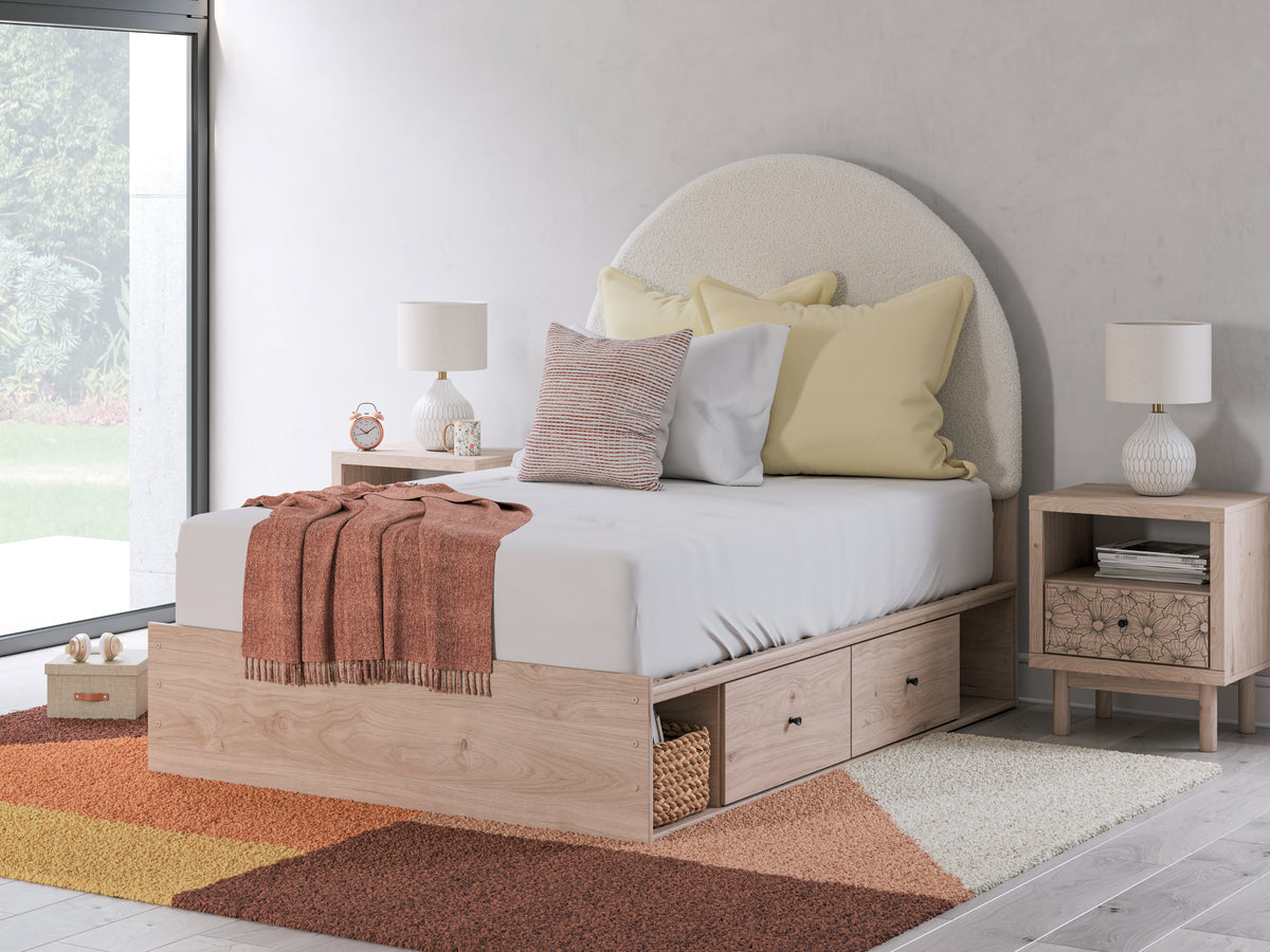 Hoover Furniture Outlet - Ashley Furniture - Arloster Full Upholstered Panel Bed with Storage - Full Upholstered Panel Bed with Storage - PCB1566B5