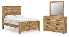 Hoover Furniture Outlet - Ashley Furniture - Maystonna Queen Crossbuck Panel Bed, Dresser and Mirror - Queen Crossbuck Panel Bed, Dresser and Mirror - PCB1580B3