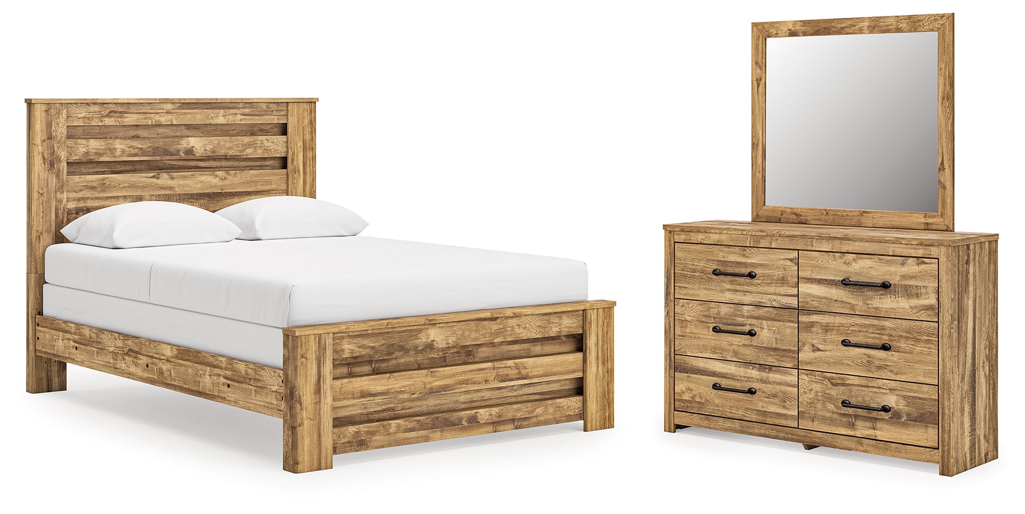 Hoover Furniture Outlet - Ashley Furniture - Maystonna Queen Panel Bed, Dresser and Mirror - Queen Panel Bed, Dresser and Mirror - PCB1580B5